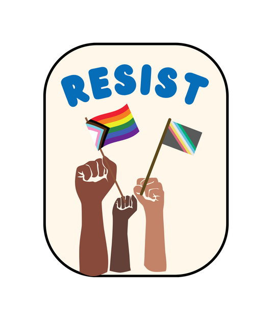 RESIST Fists With Flags Rounded Edge Sticker